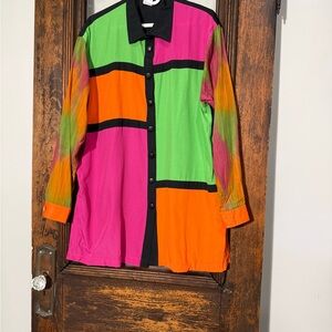 90's Colorful Button-Up Shirt